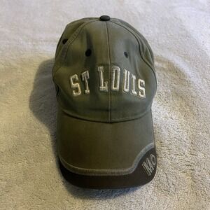 St Louis Missouri Hat Men One Size Green Baseball Cap Adjustable Embroidered Gym